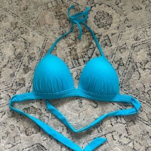 Aerie Blue Triangle Bikini Top with Adjustable Halter Straps